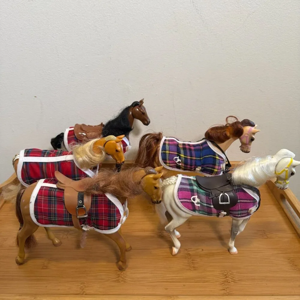 Vintage Grand Champions Horse Lot 5 Empire 1996 1999 Movable Heads Saddles Tack